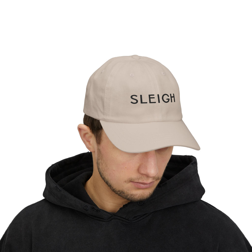 "Sleigh" Embroidered Dad Cap — Minimal Slay or Sleigh Holiday Baseball Hat