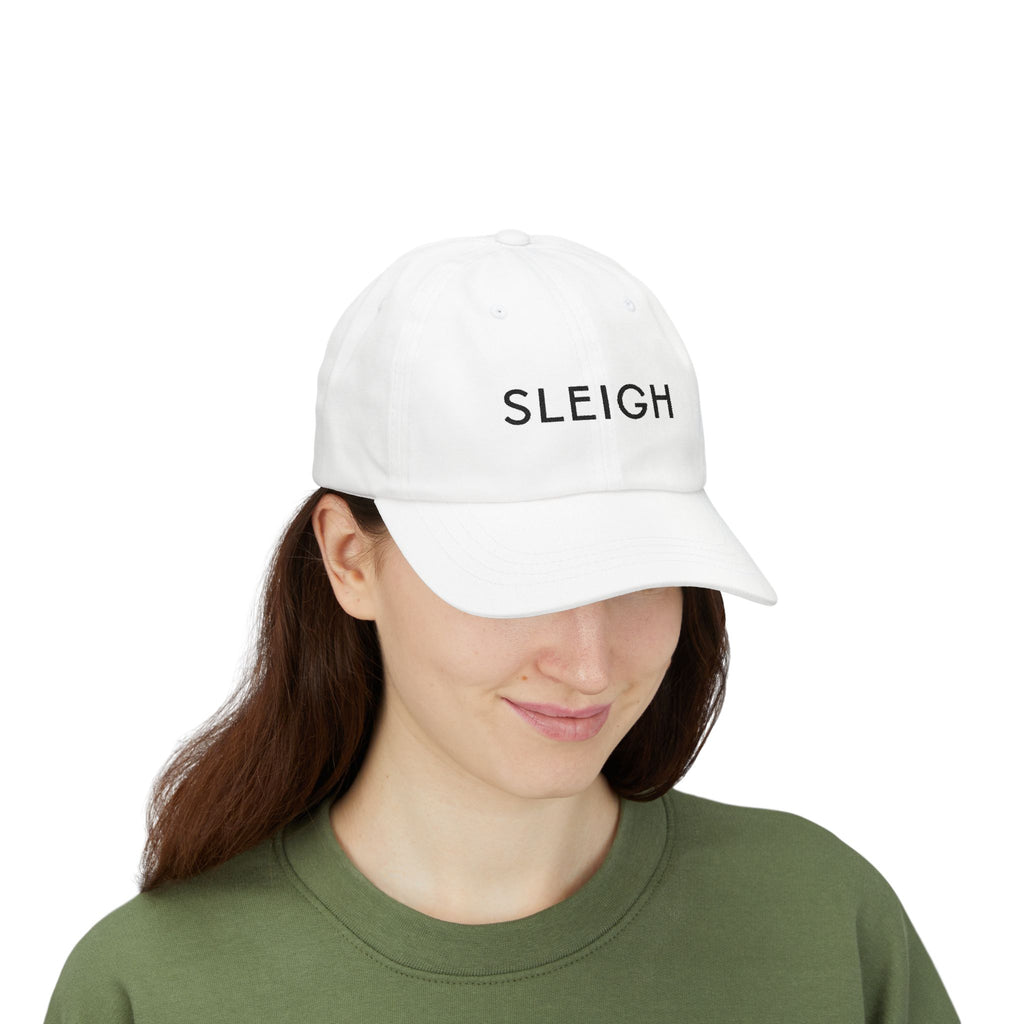 "Sleigh" Embroidered Dad Cap — Minimal Slay or Sleigh Holiday Baseball Hat