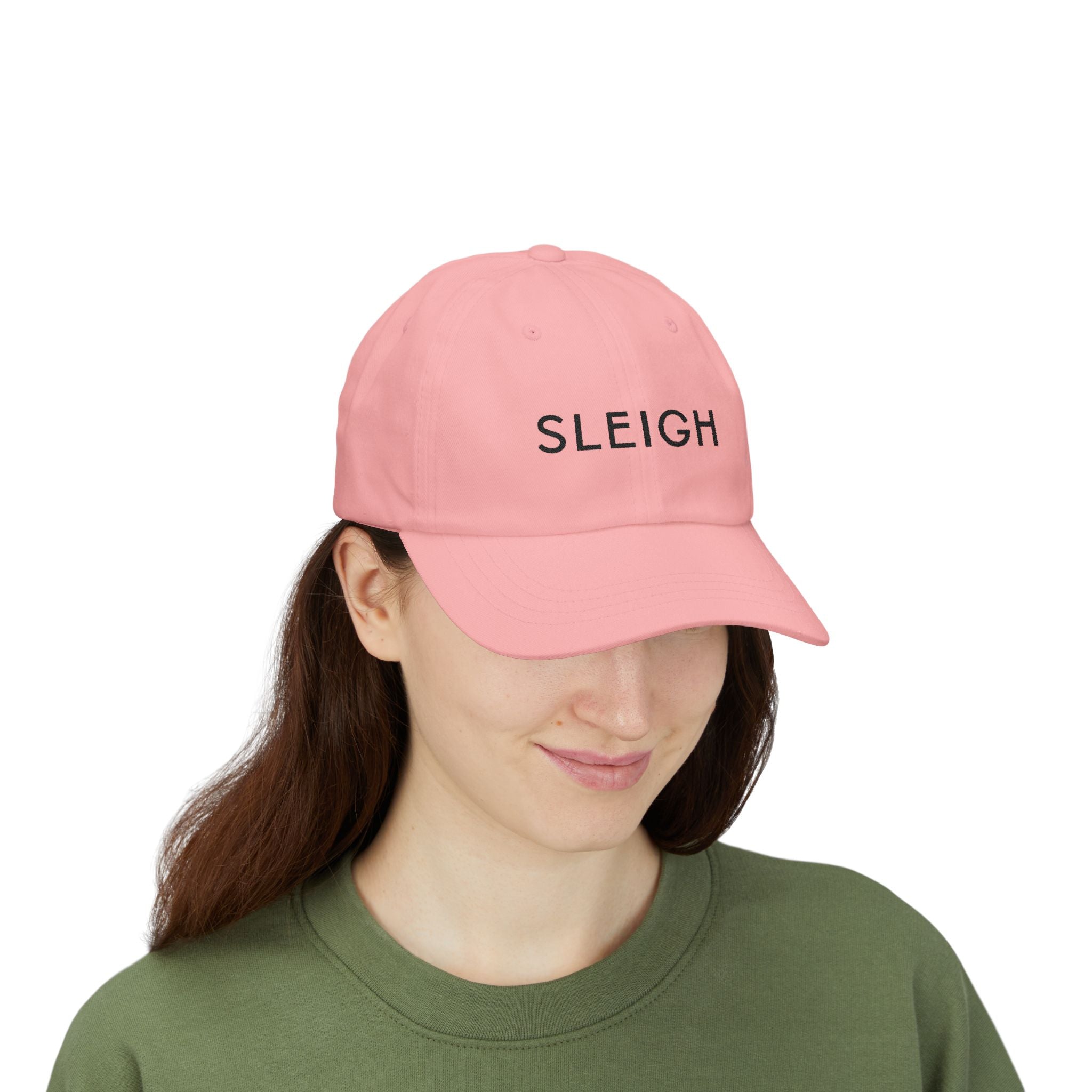 "Sleigh" Embroidered Dad Cap — Minimal Slay or Sleigh Holiday Baseball Hat