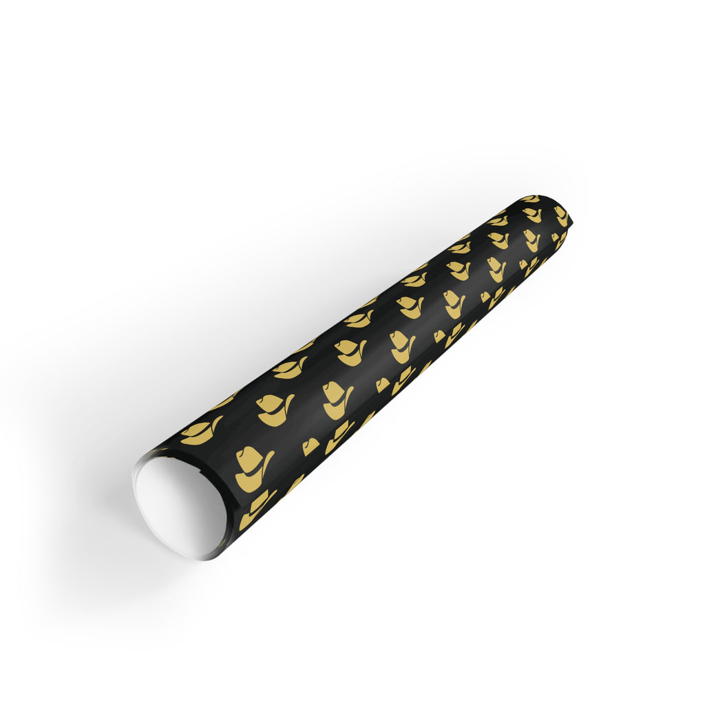 Black & Gold Cowboy Gift Wrap Roll — Country Western Wrapping Paper for Gifts for Him, Anniversaries, Christmas Luxury Gifts