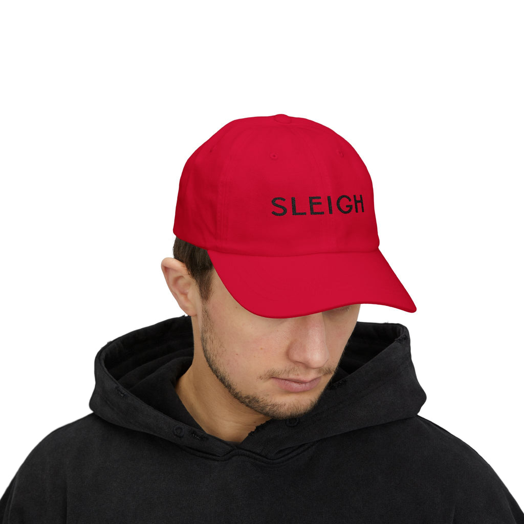 "Sleigh" Embroidered Dad Cap — Minimal Slay or Sleigh Holiday Baseball Hat