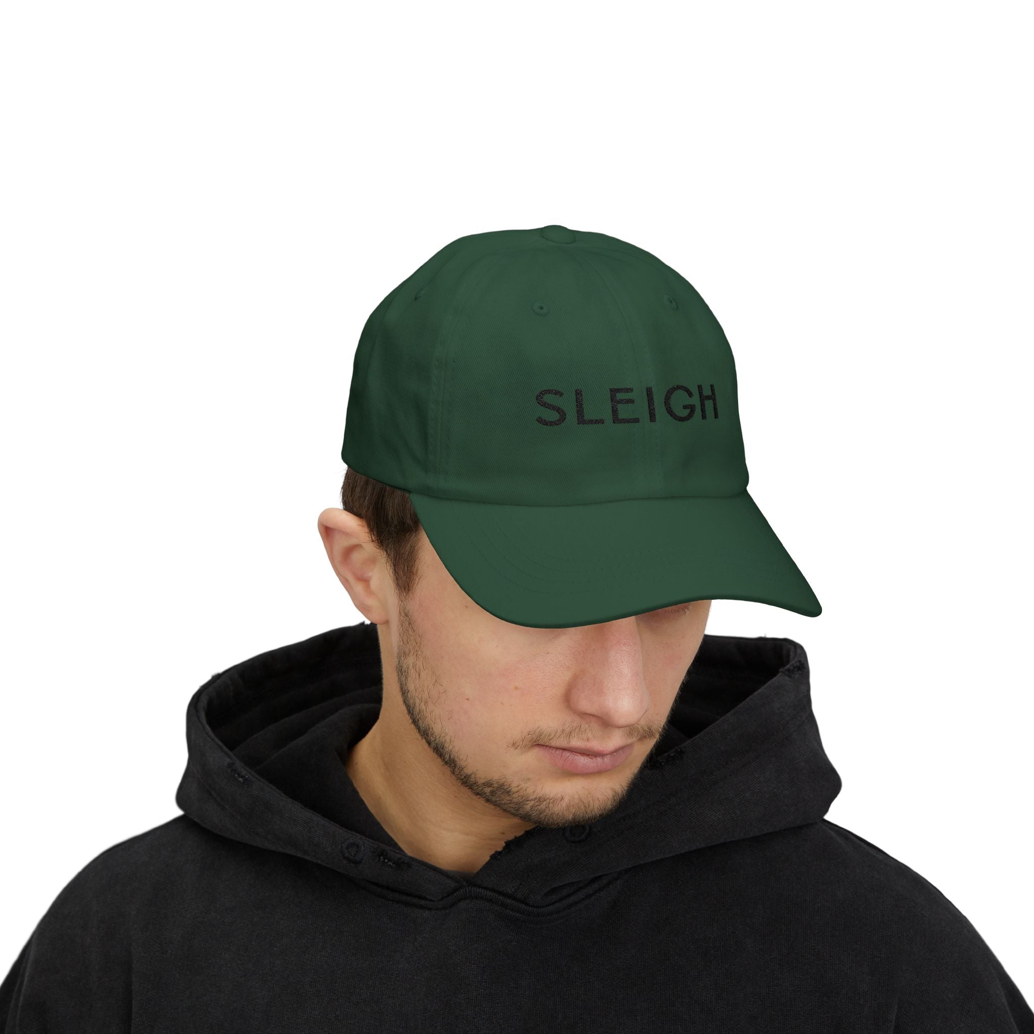 "Sleigh" Embroidered Dad Cap — Minimal Slay or Sleigh Holiday Baseball Hat