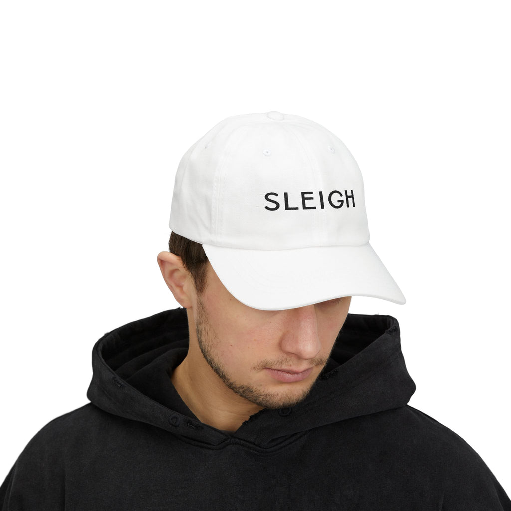 "Sleigh" Embroidered Dad Cap — Minimal Slay or Sleigh Holiday Baseball Hat