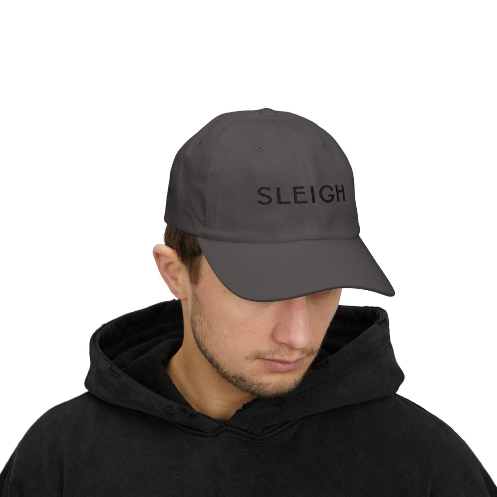 "Sleigh" Embroidered Dad Cap — Minimal Slay or Sleigh Holiday Baseball Hat