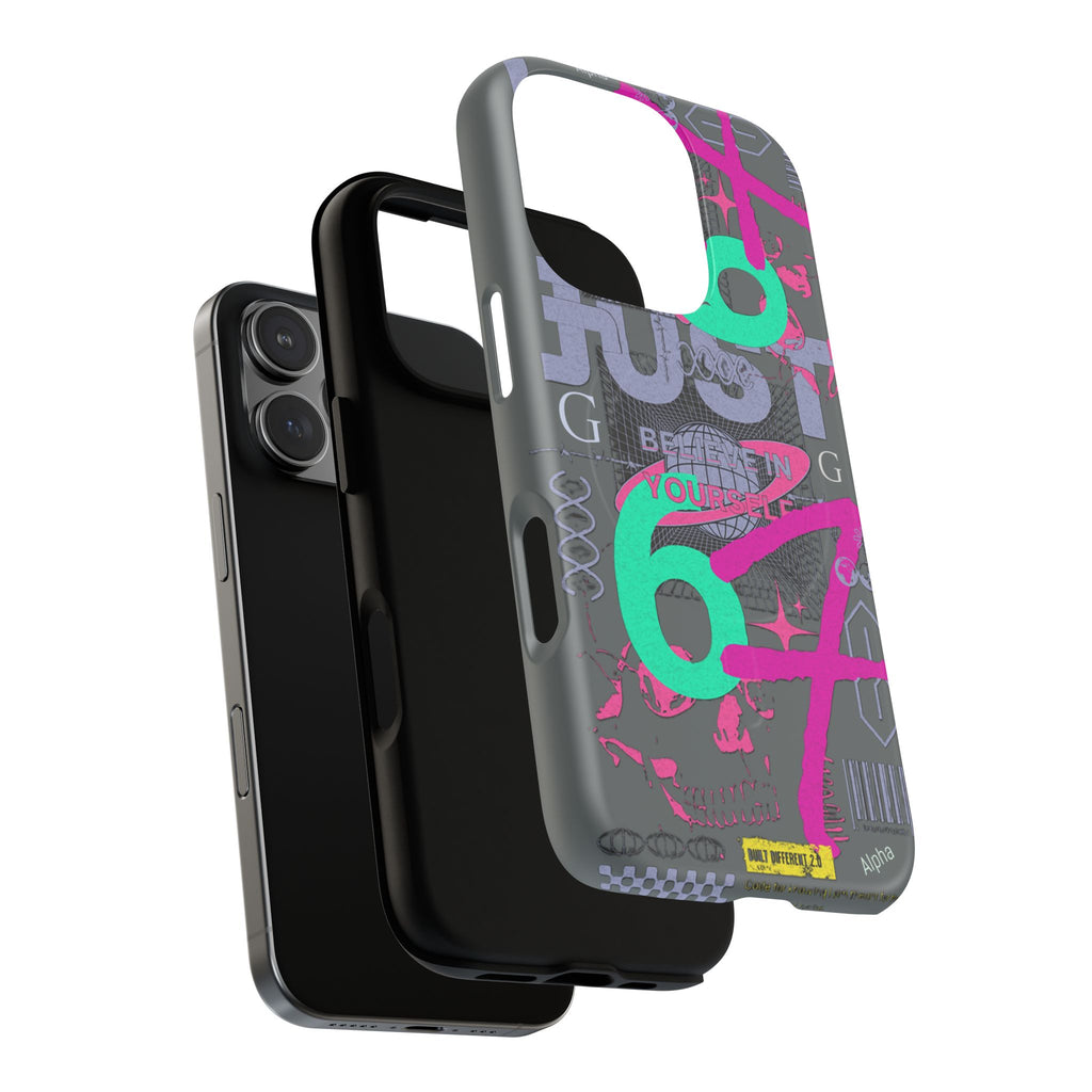 67 Vaporwave Street-Style Phone Case | Rugged Dual-Layer Protection | iPhone 17 Series