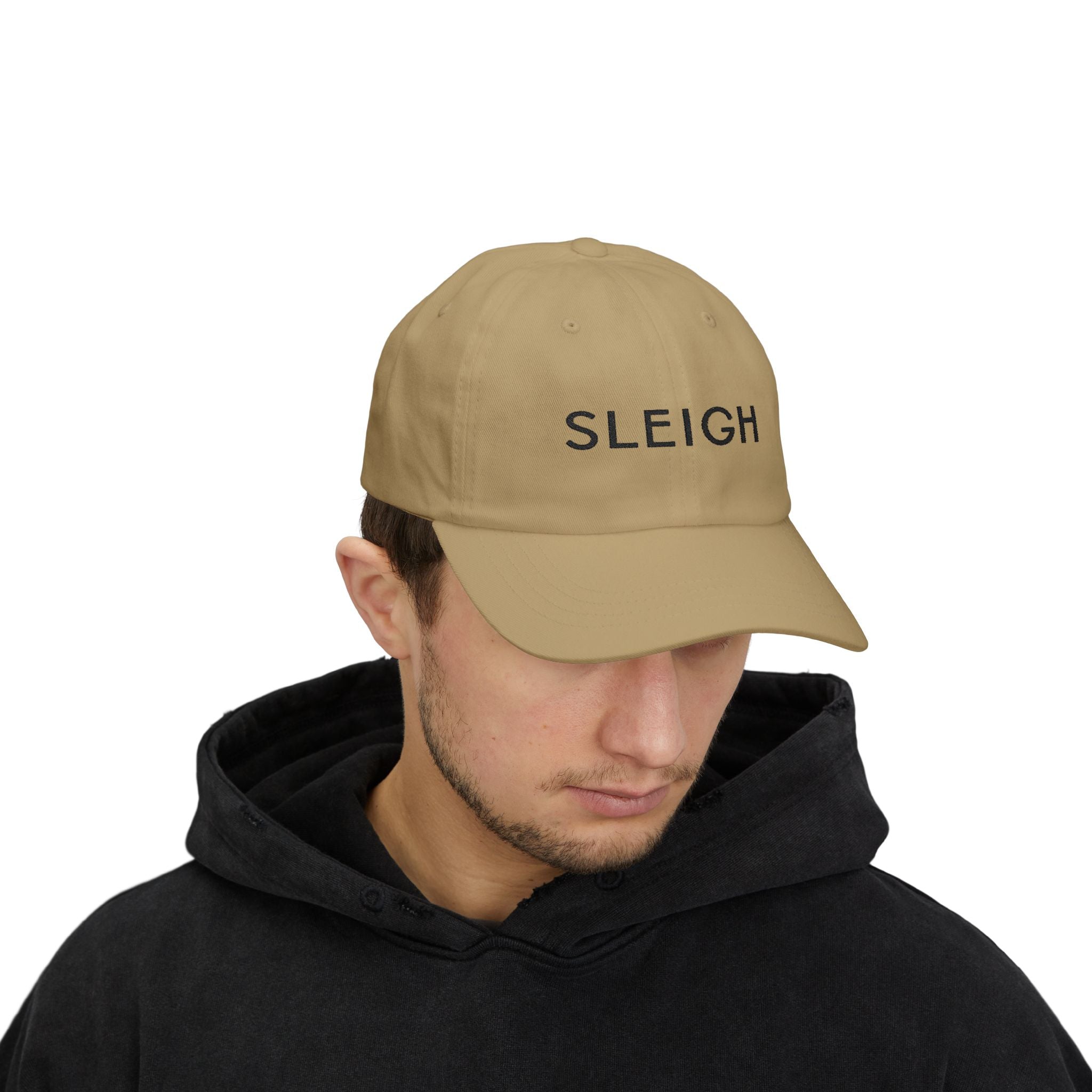"Sleigh" Embroidered Dad Cap — Minimal Slay or Sleigh Holiday Baseball Hat
