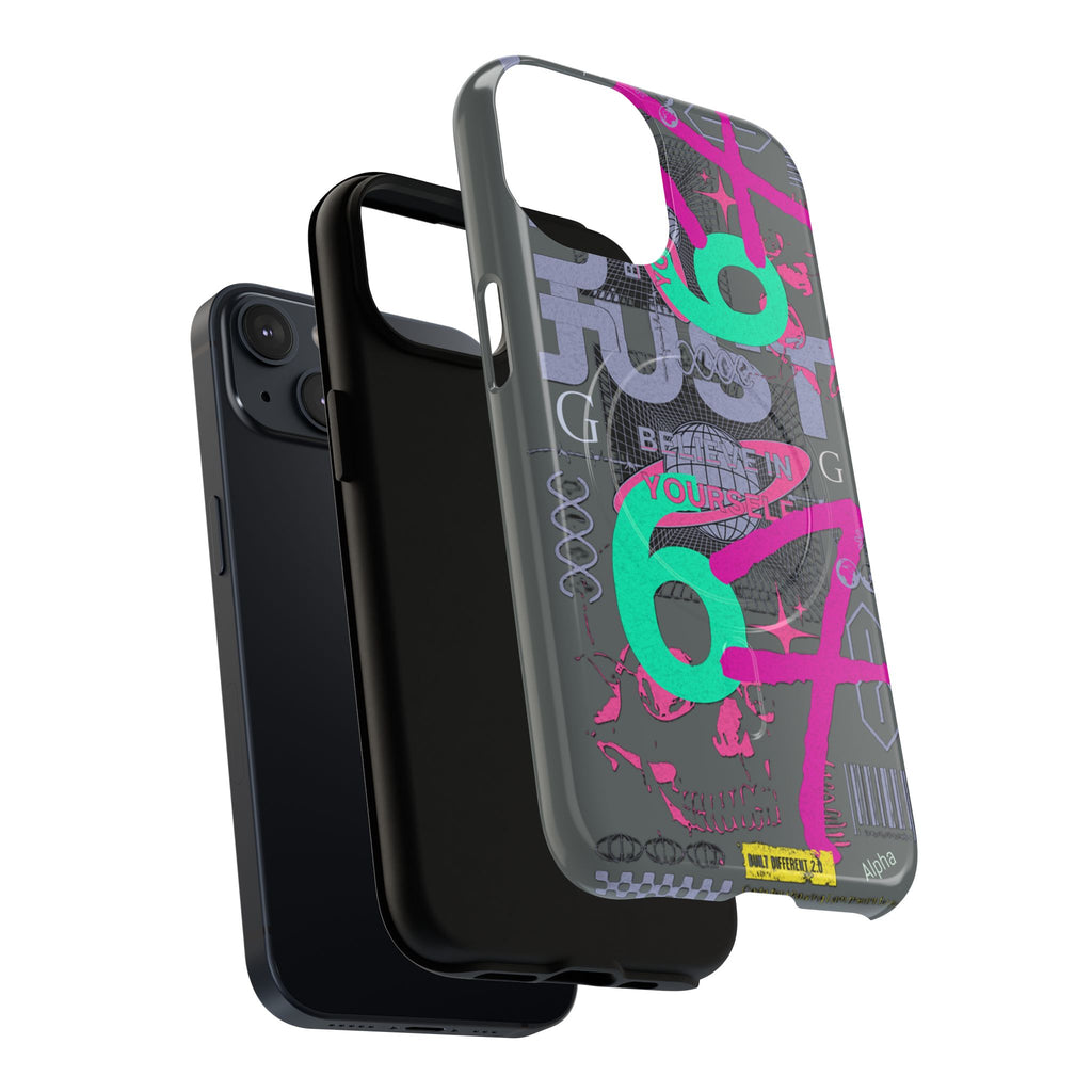 67 Vaporwave Street-Style Phone Case | Rugged Dual-Layer Protection | iPhone 17 Series