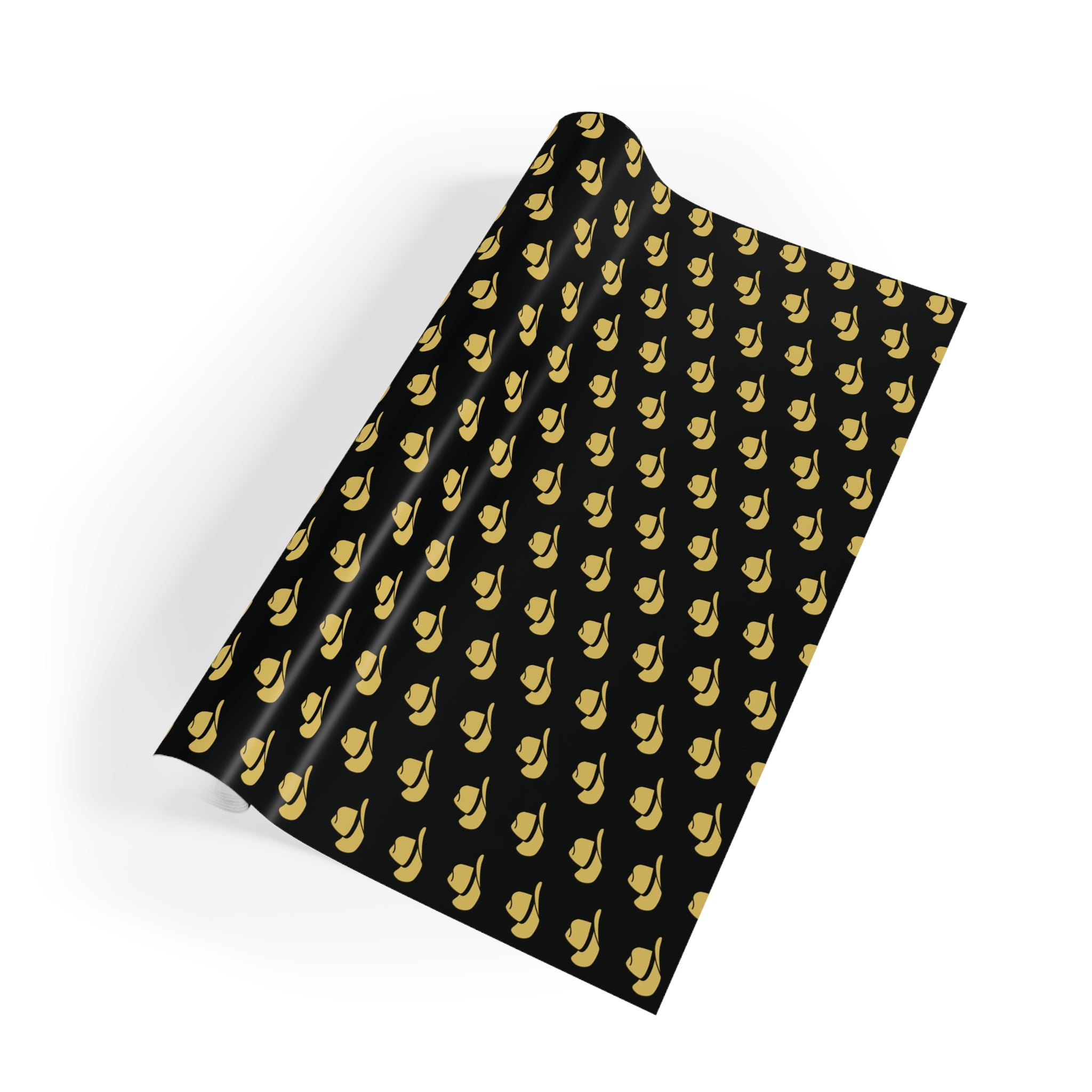 Black & Gold Cowboy Gift Wrap Roll — Country Western Wrapping Paper for Gifts for Him, Anniversaries, Christmas Luxury Gifts